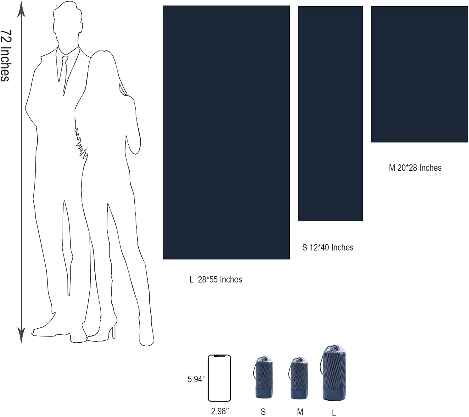 מגבות מיקרופייבר קמפינג מושלמת לנסיעות וספורט, רכה במיוחד, קומפקטית, מתיבשת מהר, סופר סופגת. קלאסית לחדר כושר, שחייה, חוף, יוגה, טיולים, תרמילאים - Image 8