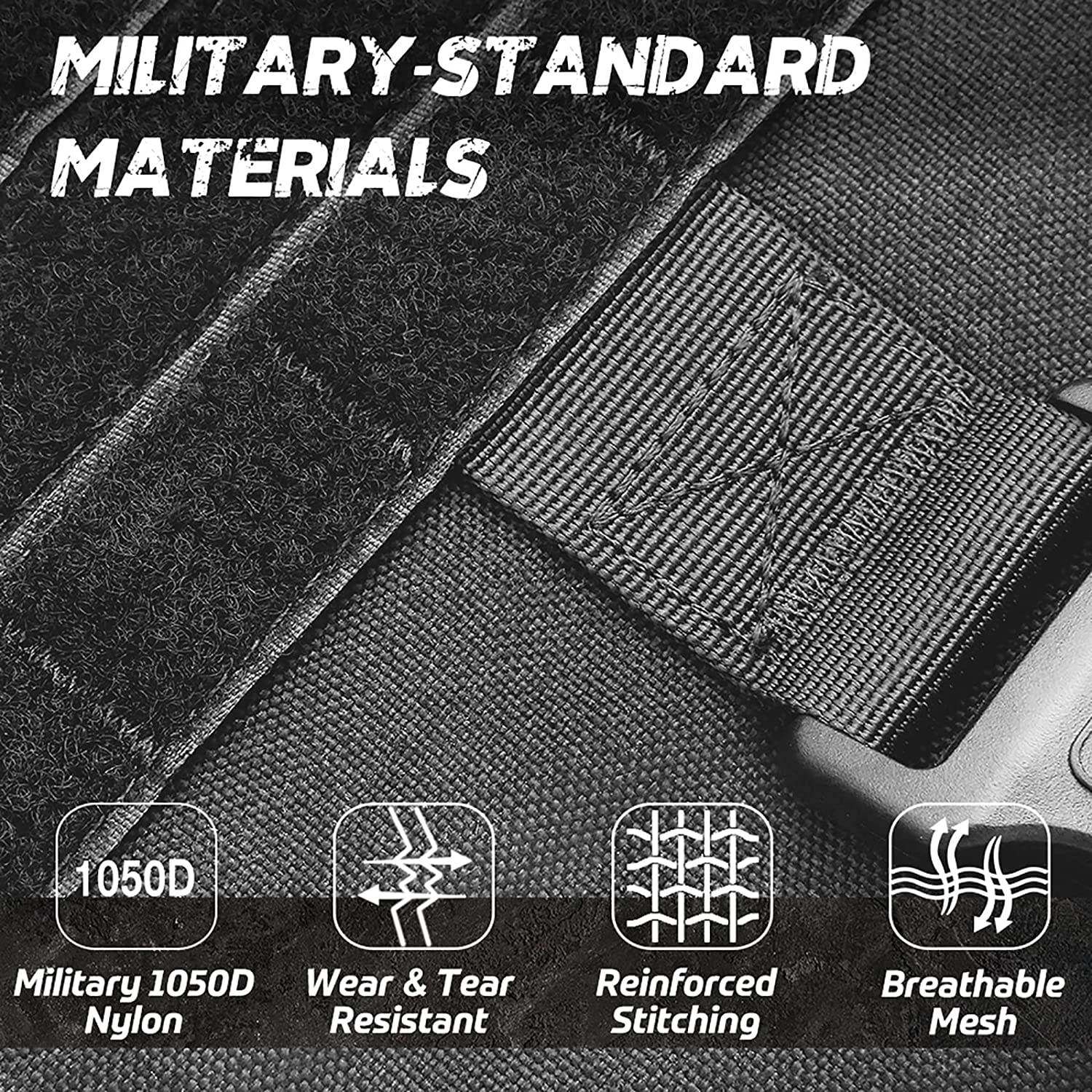 רתמת כלבים טקטית לכלבים גדולים ובינוניים, רתמה לכלבים ללא משיכה - צבע שחור - Image 8